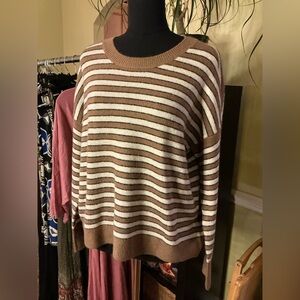 Halogen Striped Brown and White Women's Sweater